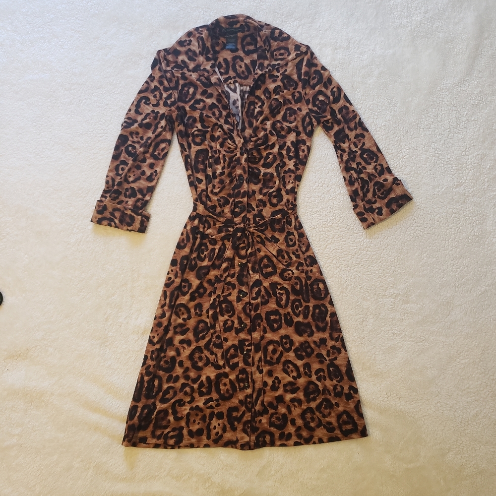 INC International Concepts Leopard Print Midi Shirt Dress size S - Picture 11 of 14